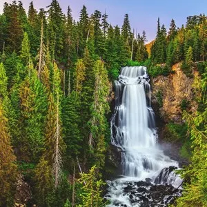 Sunset at Alexander Falls, located in the wilderness between Vancouver and Whistler