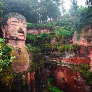 The 71m tall Giant Buddha (Dafo), carved out of the mountain in the 8th century CE, Leshan, Sichuan province