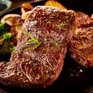 Marinated and cooked steak
