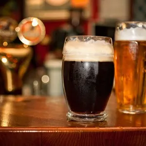 Dark beers on the counter