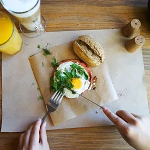 Breakfast with a toast and orange juice