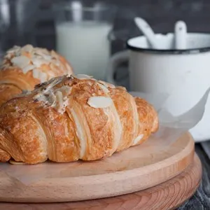 Fresh baked croissants, croissants with soft almond filling