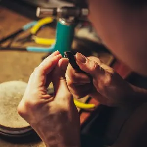 Desktop for craft jewellery making with professional tools.