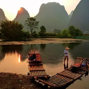 Bamboo rafts on the Yulong River